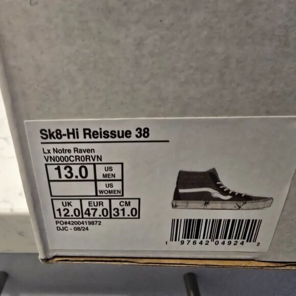 Vans x Notre Sk8 Hi Reissue 38 Lx Notre Raven Grey VN000CR0RVN MENS 13 NEW RARE - Picture 8 of 8
